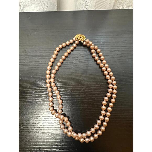 Jewelry - Vintage Double Strand Champagne Faux Pearl Necklace & Bracelet